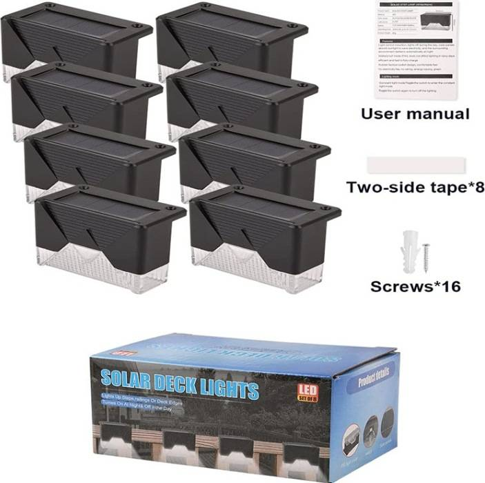 Luzes de cerca solares para áreas externas - Luzes de parede LED à prova d'água para jardim, escadas e caminhos - Branco quente e com mudança de cor (2 LEDs) - Fácil instalação_voghion.com