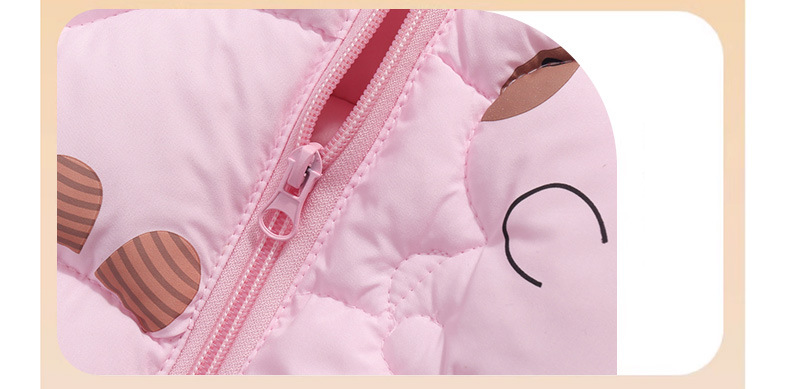 Chaqueta acolchada de invierno con capucha para niños y niñas - Abrigo suave y cálido relleno de poliéster (90-130 cm, rosa/verde claro/caramelo/beige)_voghion.com