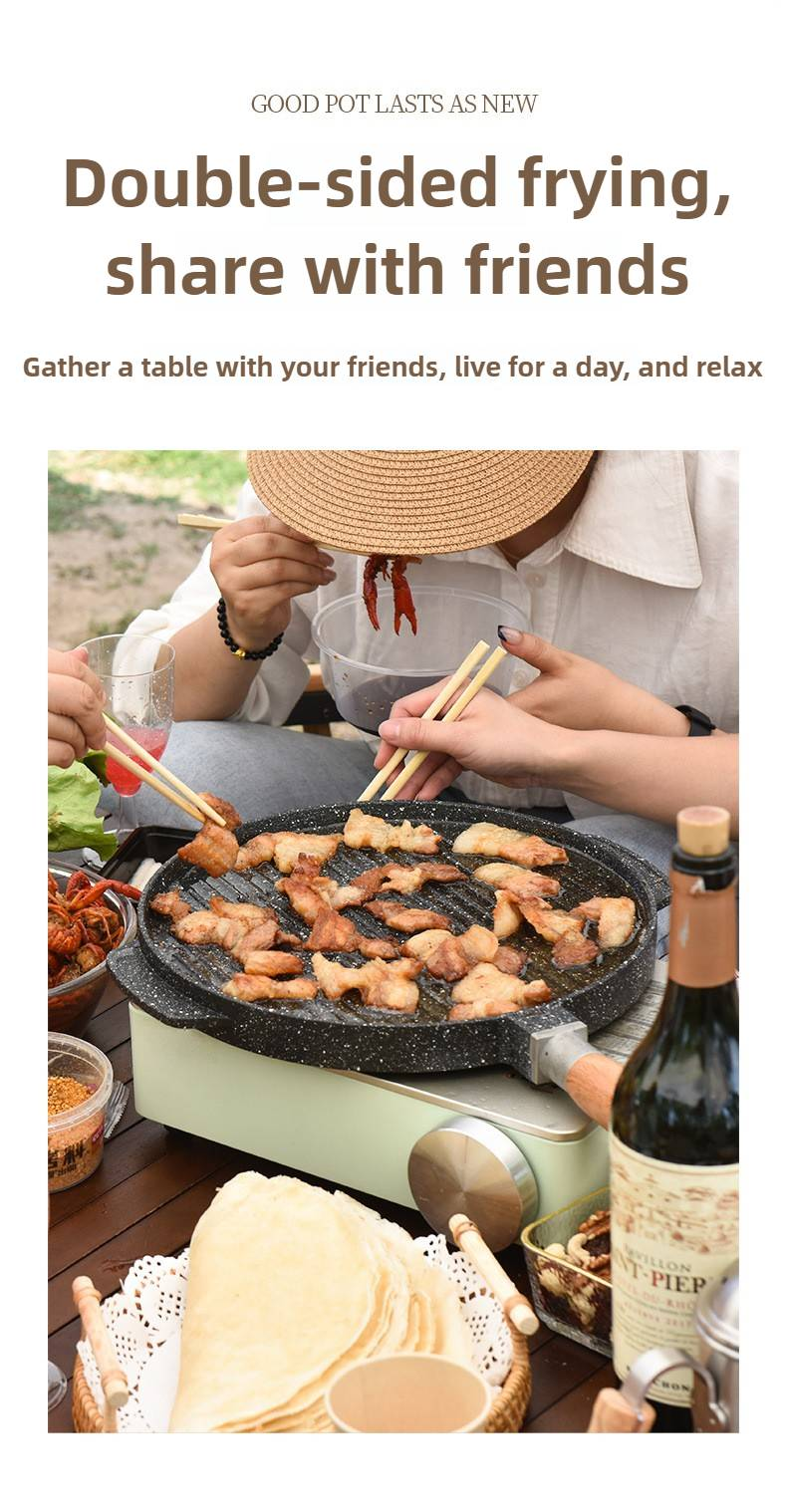 Home-Use Aluminum Non-Stick Round Teppanyaki Pan – For Steak, Pizza & Baking_voghion.com