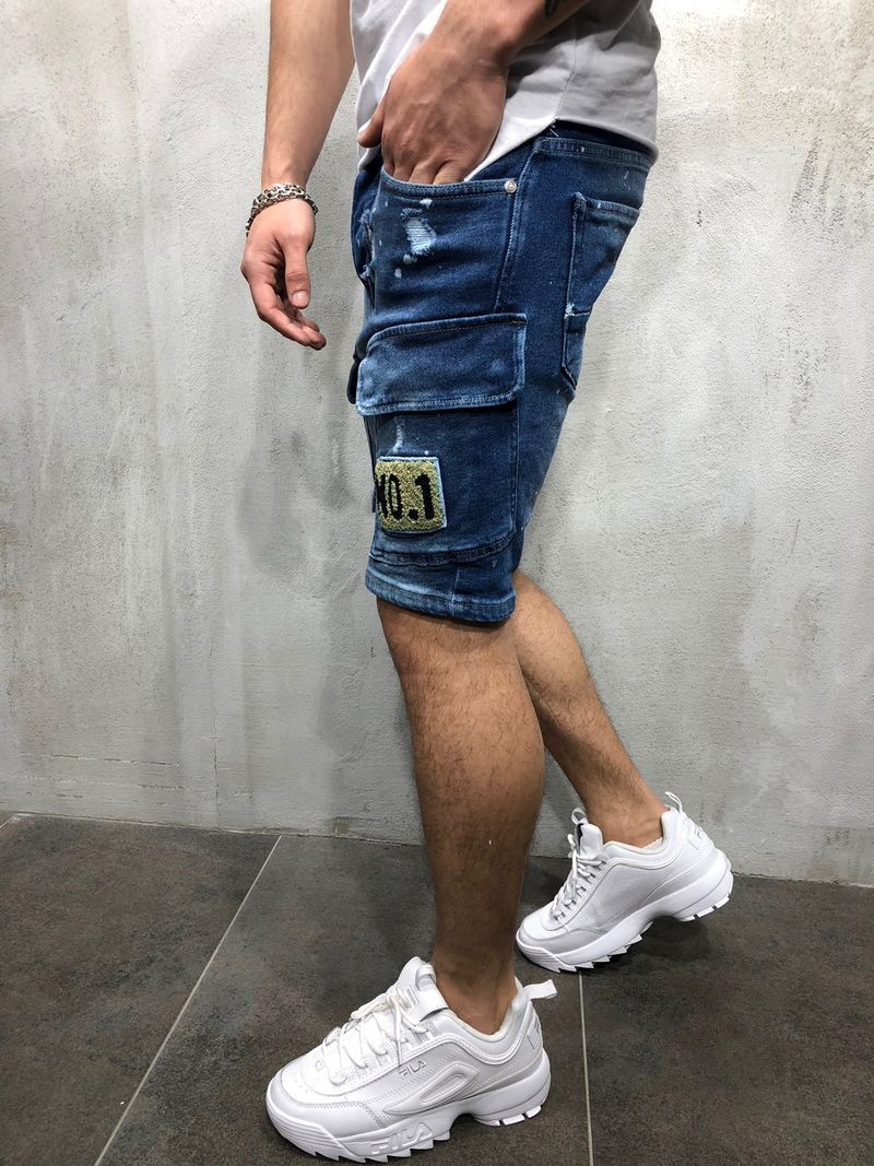 Lässige, modische All-Match-Jeansshorts für Herren mit Taschennähten_voghion.com