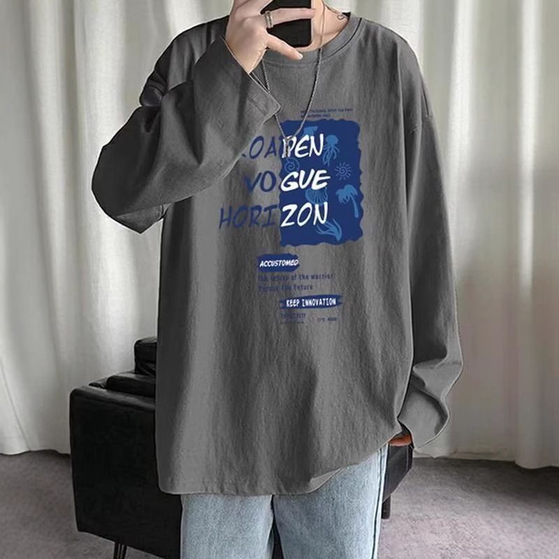 Long Sleeved T-Shirt For Boys In Spring Autumn Round Neck Fashion, Casual And Versatile, Handsome Base Shirt, Loose_voghion.com