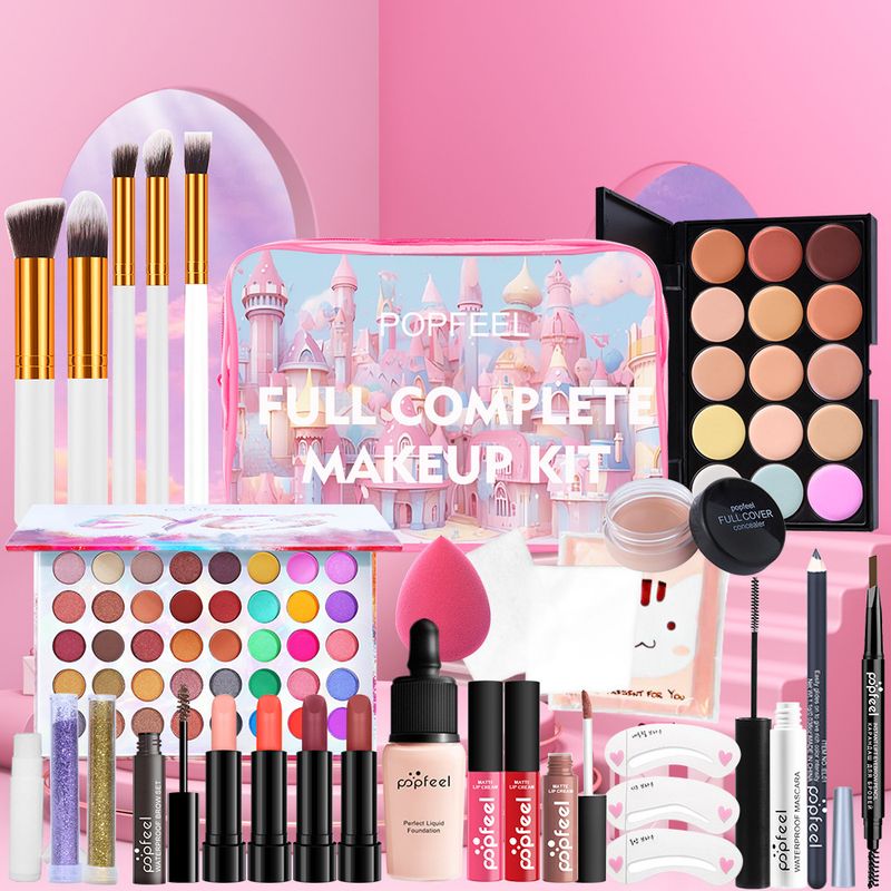 Sets de maquillaje POPFEEL Cosmetics Set Sombra de ojos Lápiz labial Base Set completo Combinación Maquillaje para principiantes_voghion.com