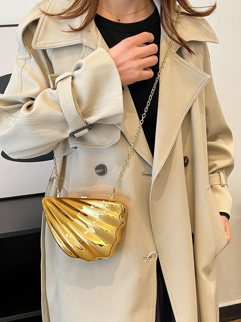 Borsa a tracolla da donna Borsa a tracolla con catena in acrilico alla moda da donna Borsa a scatola semplice con conchiglia_voghion.com