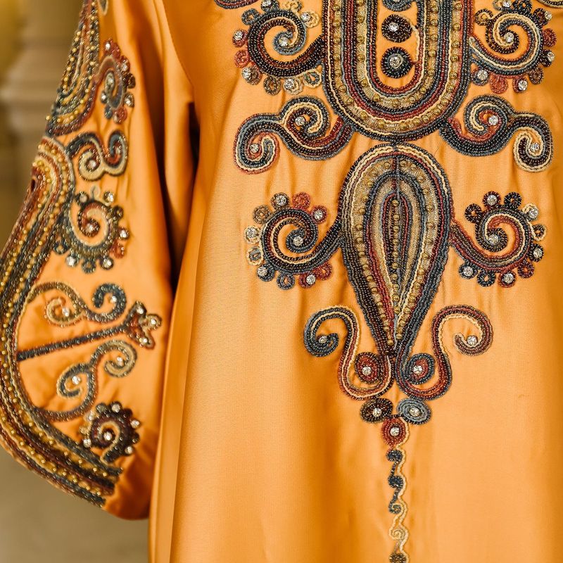 Női ruházat Közel-Kelet Musilin Arab Szaúd-Dubai Hímzett Köntös Abaya Kötél Hímzés Ruha_voghion.com