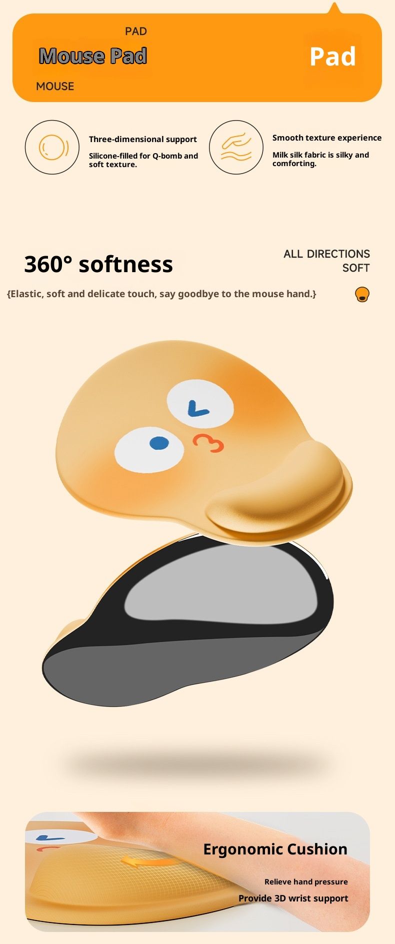 NeoGear NeoGear NeoGear Lustige Emoji Büro Computer Handgelenk Laptop Tastatur Handauflage Silikonpad Desktop_voghion.com