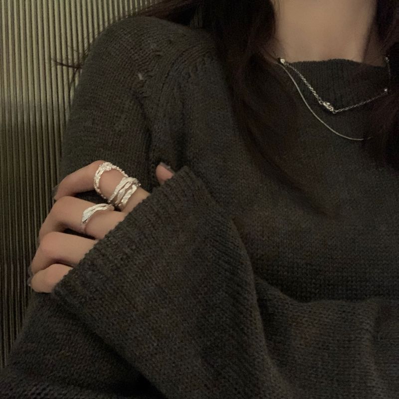 Korean niche design open ring personality stacking open ring female 2023 new irregular index finger ring_voghion.com
