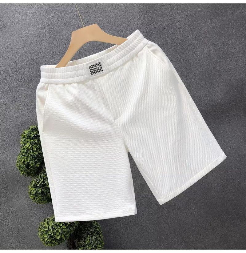 Pantalones cortos blancos ligeros de lujo para hombre, ropa de abrigo de verano, pantalones cortos deportivos casuales de longitud media para hombre._voghion.com
