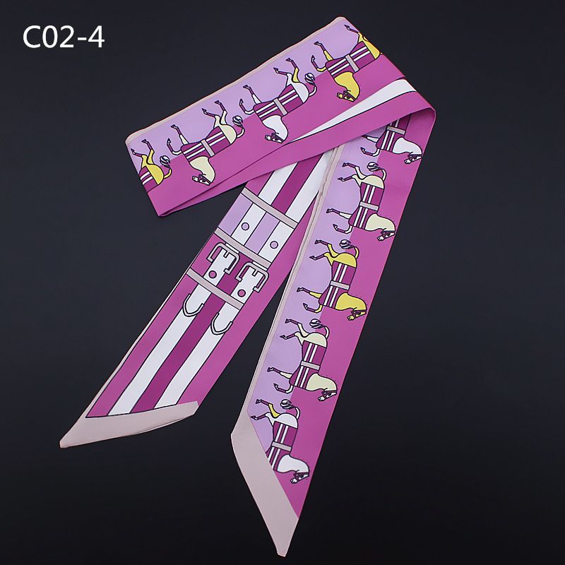 Sciarpa da collo piccola con fiocco in seta, stile primavera autunno estate, nuova moda, stampa pony, da donna_voghion.com