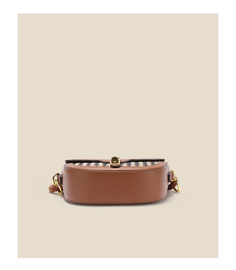 Houndstooth Latch Saddle 2024 Ny moderigtig alsidig crossbody gitterspænde skuldertaske_voghion.com