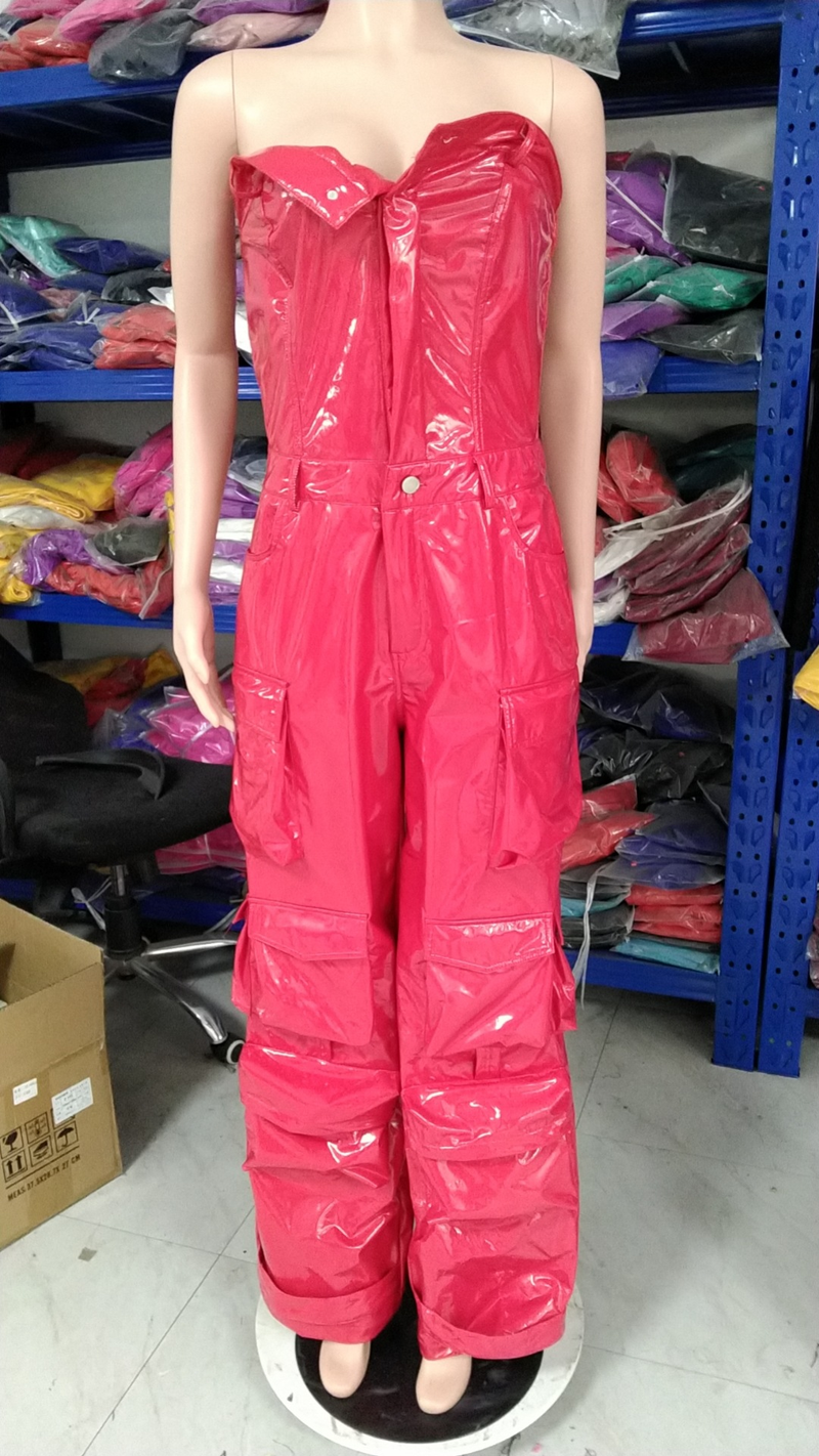 Moteriški drabužiai be petnešėlių, be nugaros, plonas kirpimo kelnės su keliomis kišenėmis, kombinezonas_voghion.com