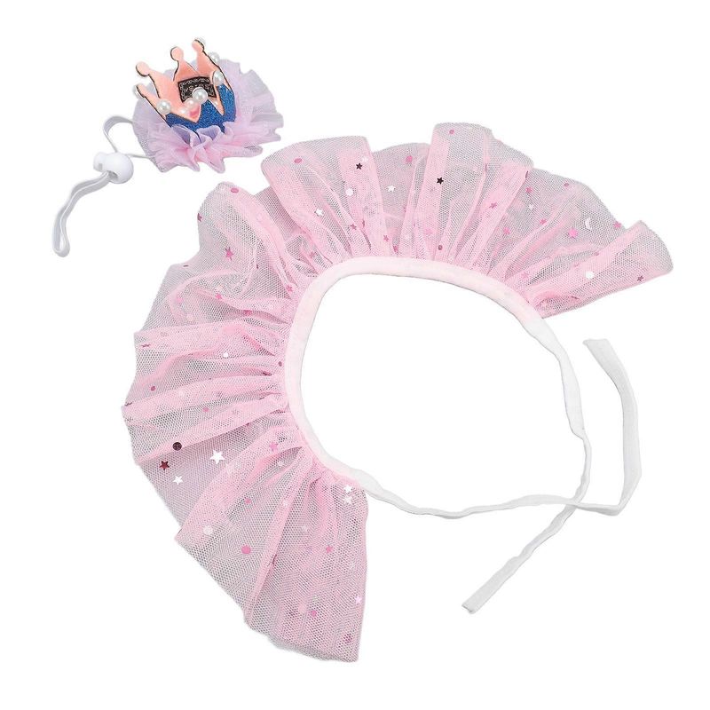 Set de ținute de ziua de naștere pentru animale de companie, coroane și zgardă reglabile delicate pentru animale de companie, costum de câine și pisică_voghion.com