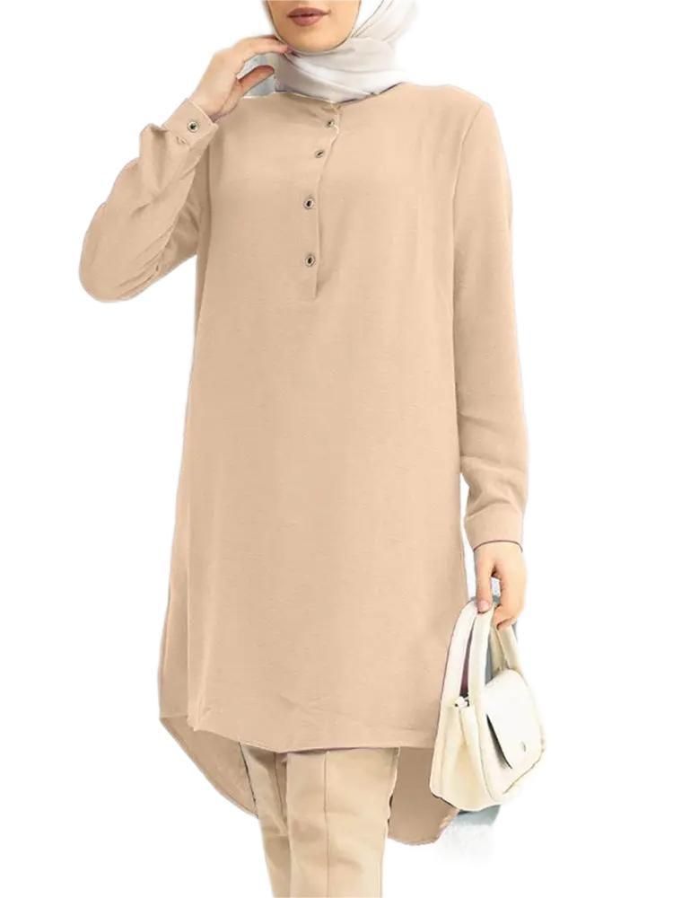 Ropa de mujer Primavera Musulmana Estilo Intelectual Temperamento Jersey Cuello Polo En Forma de A_voghion.com