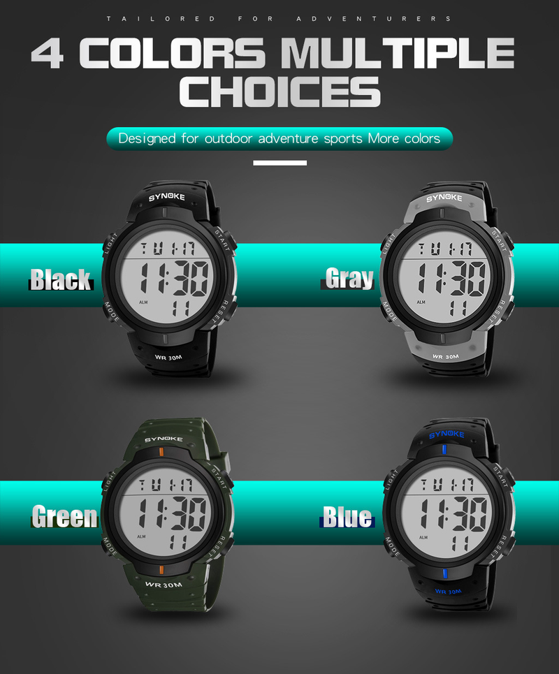 Orologio sportivo digitale da uomo con multifunzione, impermeabile, grande schermo, stile militare, luce notturna, lussuoso schermo elettronico da regalare_voghion.com