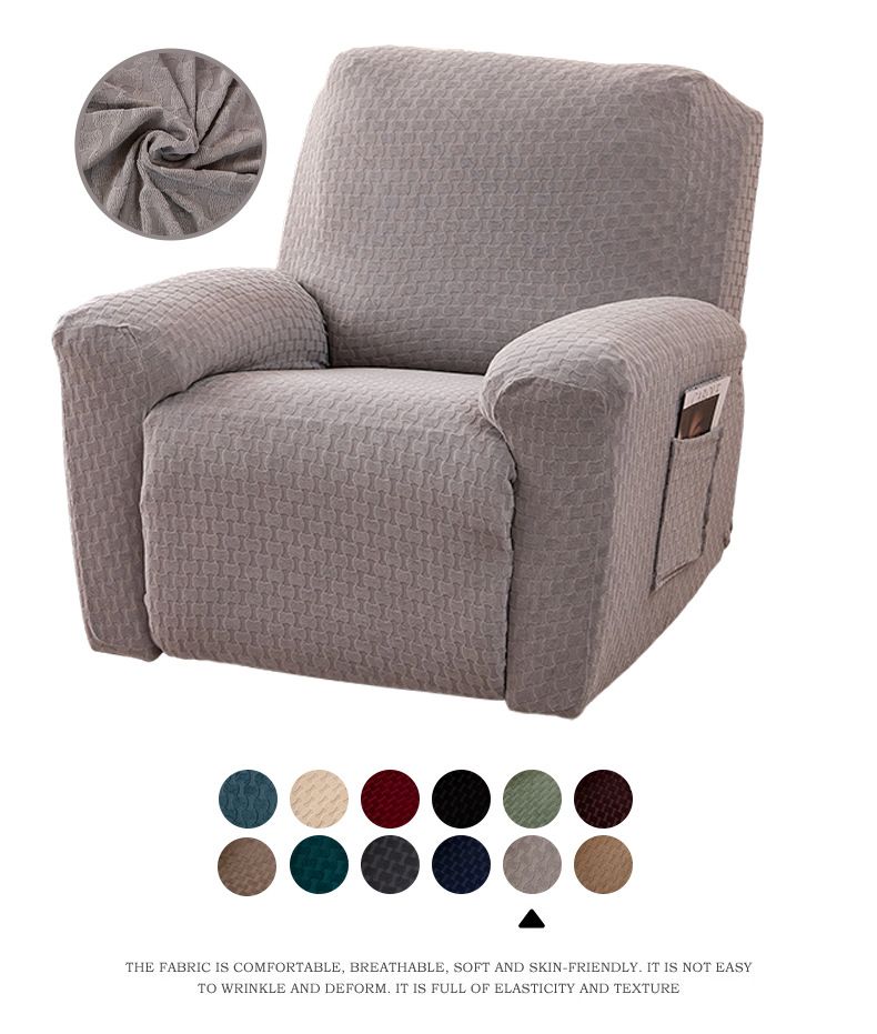 Waterproof Stretch Sofa Cover - Full Elastic Slipcover For Single/Double/Three-Seater Recliner Chairs, Anti-Slip Durable Polyester Fabric, 12 Colors_voghion.com