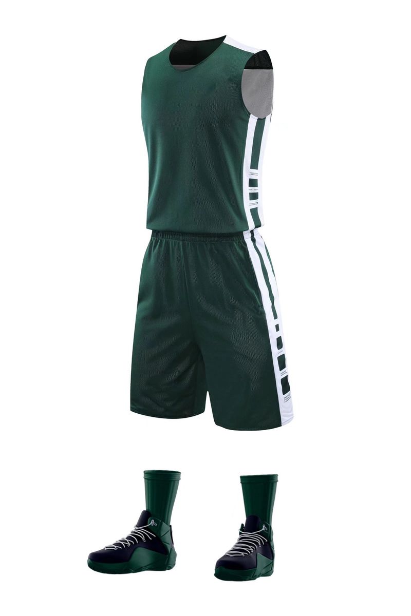 Double sided basketball suit, men's game sports team adult training uniform, printed vest, double-sided jersey_voghion.com