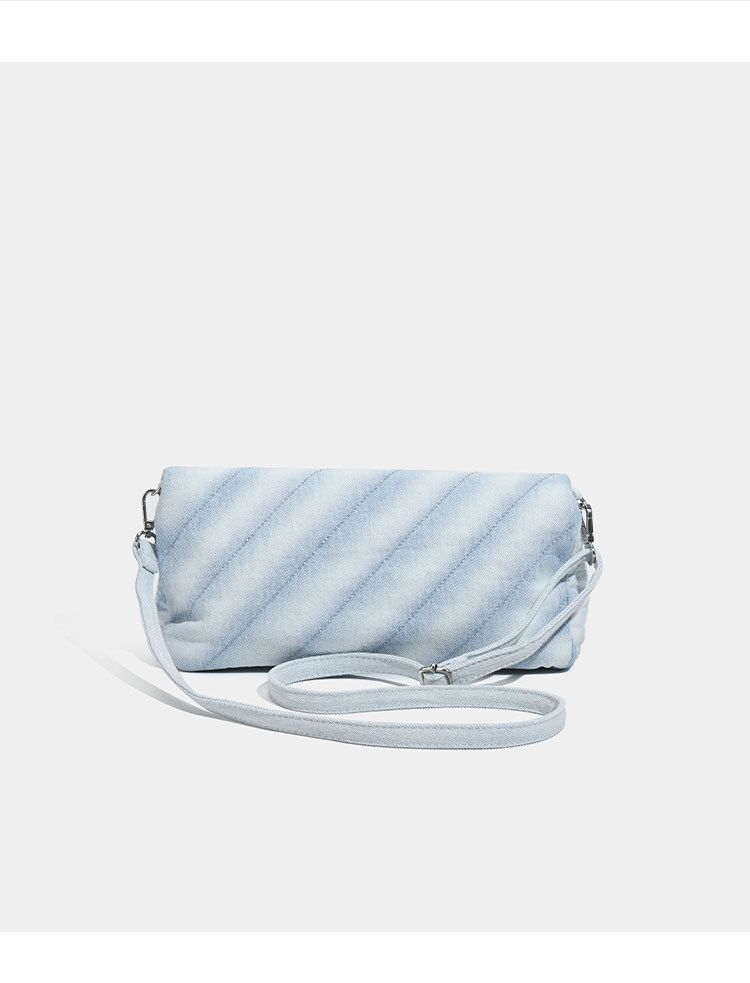 Borsa in denim da donna, borsa tote pieghevole di grande capacità, borsa a tracolla in twill di denim da donna, borsa a tracolla con catena, denim lavato_voghion.com