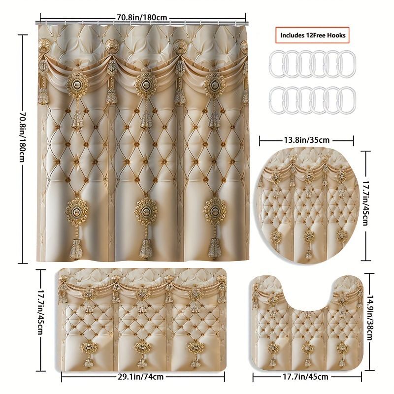 Cross-Border Hot-Selling Waterproof Shower For Bathroom, European Style High-End Digital Print Polyester Partition Door_voghion.com