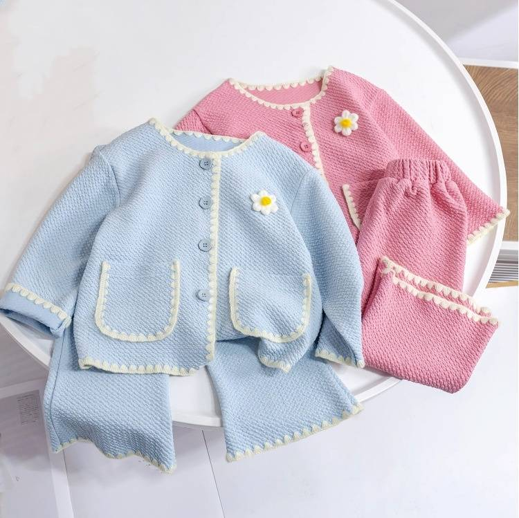 Kids Clothing small fragrance style jacket children's baby girl heavy two piece suit_voghion.com