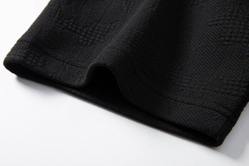 Ensemble short jacquard à manches courtes pour homme, design jacquard raffiné, simple et élégant, coloris noir et blanc classiques_voghion.com