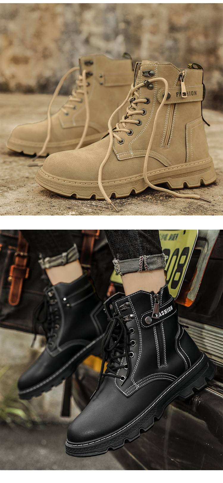 Stivali Martin alti 2025 per adolescenti, stivali casual da uomo per l'autunno e l'inverno_voghion.com