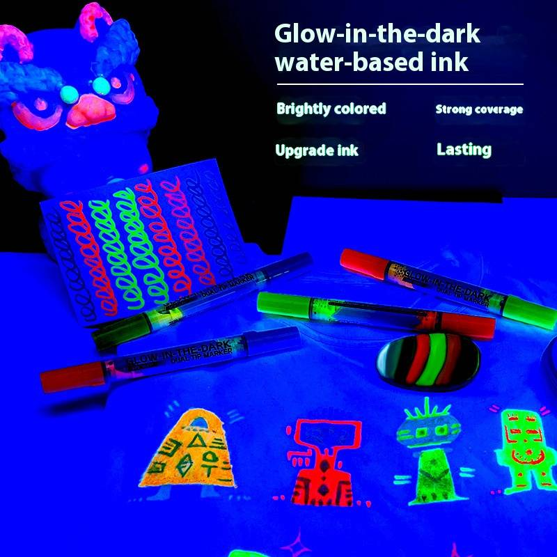 Dual-Tip Glow In The Dark Marker Pens - 8 Vibrant Colors, Waterproof & Non-Fade, Perfect For DIY Art, Study Notes & Creative Projects_voghion.com