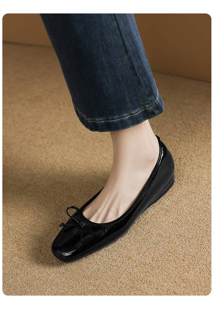 Cameido Women'S Casual Shoes With 1Cm Square Round Head Cowhide Leather And Drip Molding Sole_voghion.com