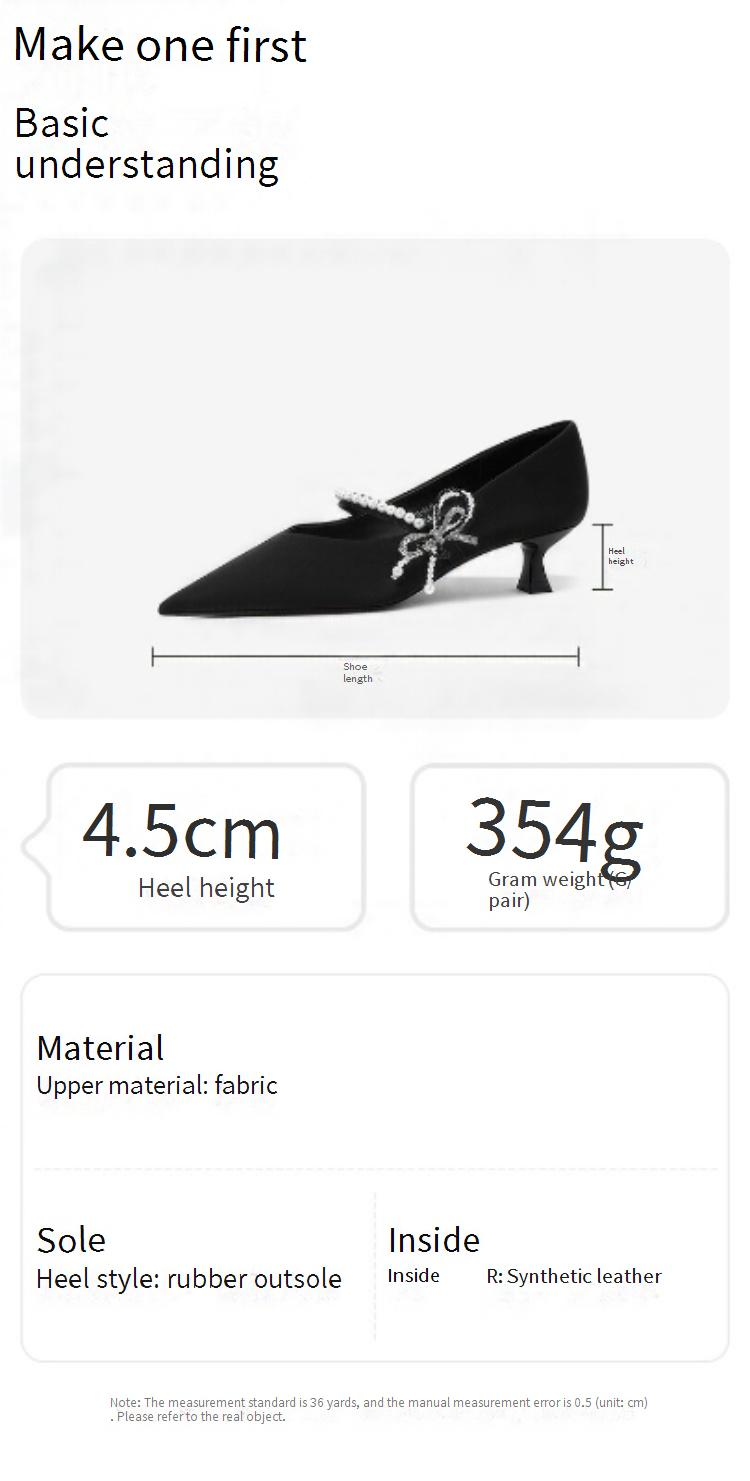 Cameido Women's Black Silk Pointed-Toe High Heels With 4.5CM Heel & Rubber Sole_voghion.com