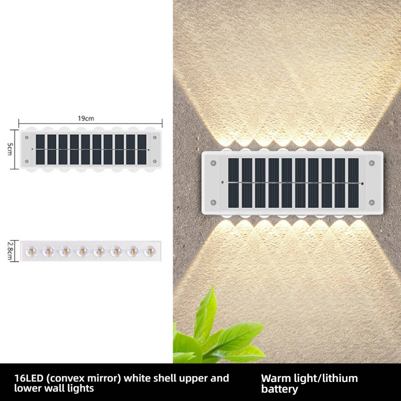 Solar-Wandleuchten für den Außenbereich, wasserdicht, Garten-Villa-Zaunbeleuchtung, LED-solarbetriebene Landschaftsleuchten für Hof, Terrasse, Balkon, Warmweiß/Kaltweiß_voghion.com