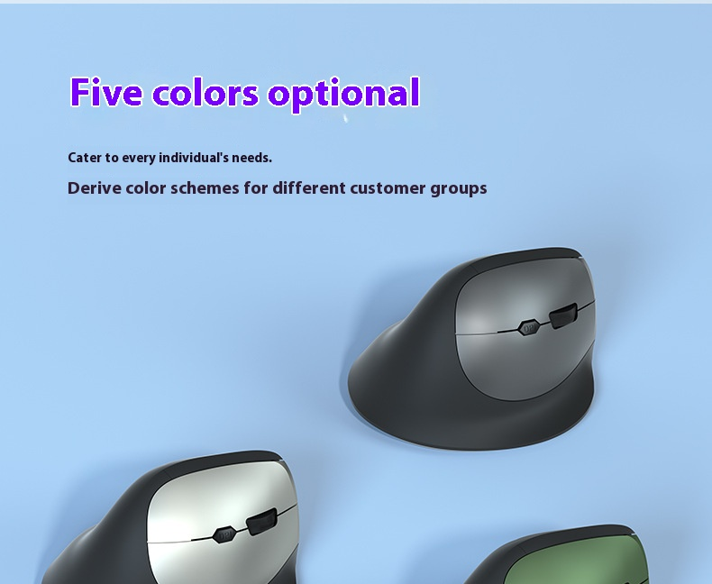 Mouse wireless ergonomico - Bluetooth e doppia modalità 2.4G, 1600 DPI, 6 pulsanti, scorrimento in 4 direzioni, ricaricabile tramite USB (nero/grigio/verde/blu/rosso)_voghion.com
