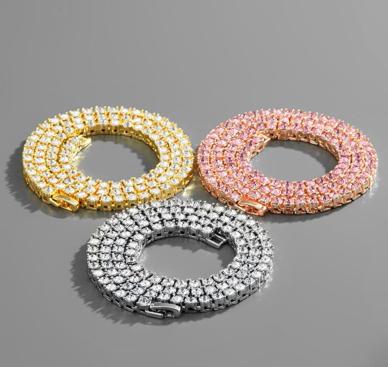 Men Fashion Hip Hop Punk Cuban 1-Row Bling Crystal Diamond 3MM/4MM/5MM Cuban Link Chain Tennis Long Chain Necklaces Jewelry Safety Watch-Clasp_voghion.com