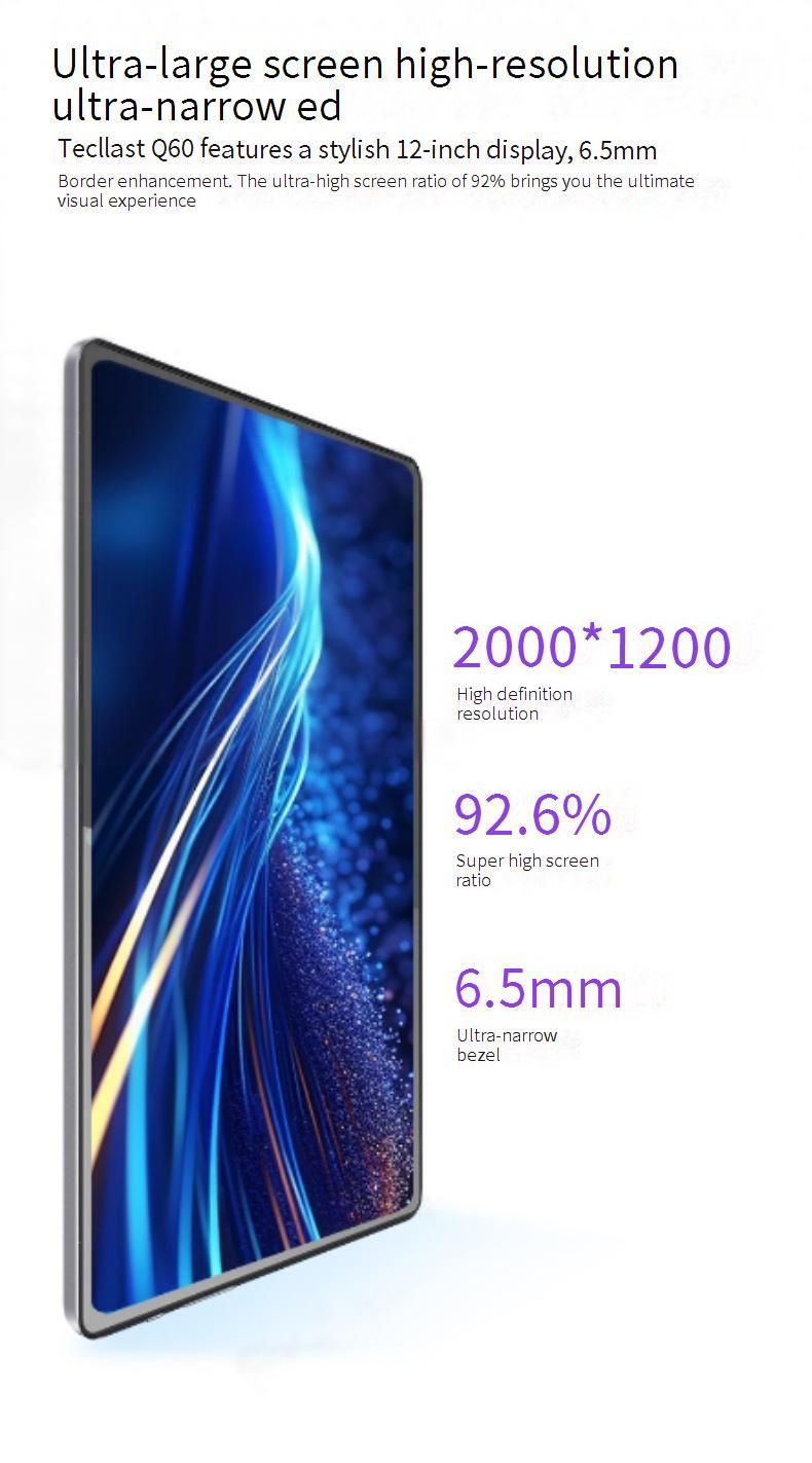 Tablette Android VP60 Pro - Processeur 8 cœurs, 8 Go de RAM + SSD 256 Go, double SIM et GPS, écran antireflet AG avec option de logo personnalisé pour les entreprises et l'éducation_voghion.com