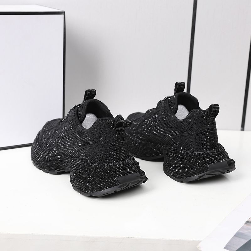 Modische Damen-Sneaker mit Strassdetails – Schnürschuhe mit runder Zehenpartie und Plateau für Freizeit, leicht und atmungsaktiv_voghion.com