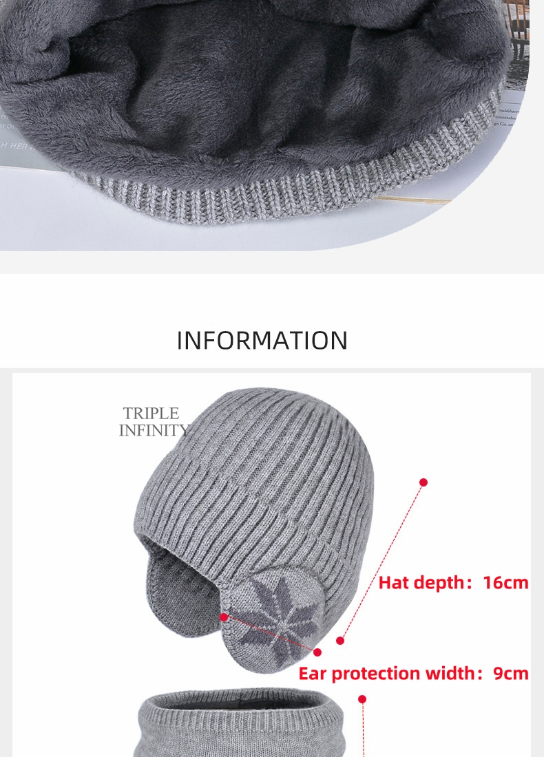 Modische Wintermützen für Kinder, mit Flausch gefüttert, winddicht, warm, Mützen, Outdoor-Nackenschutz, Schal, dicke Strickmützen_voghion.com