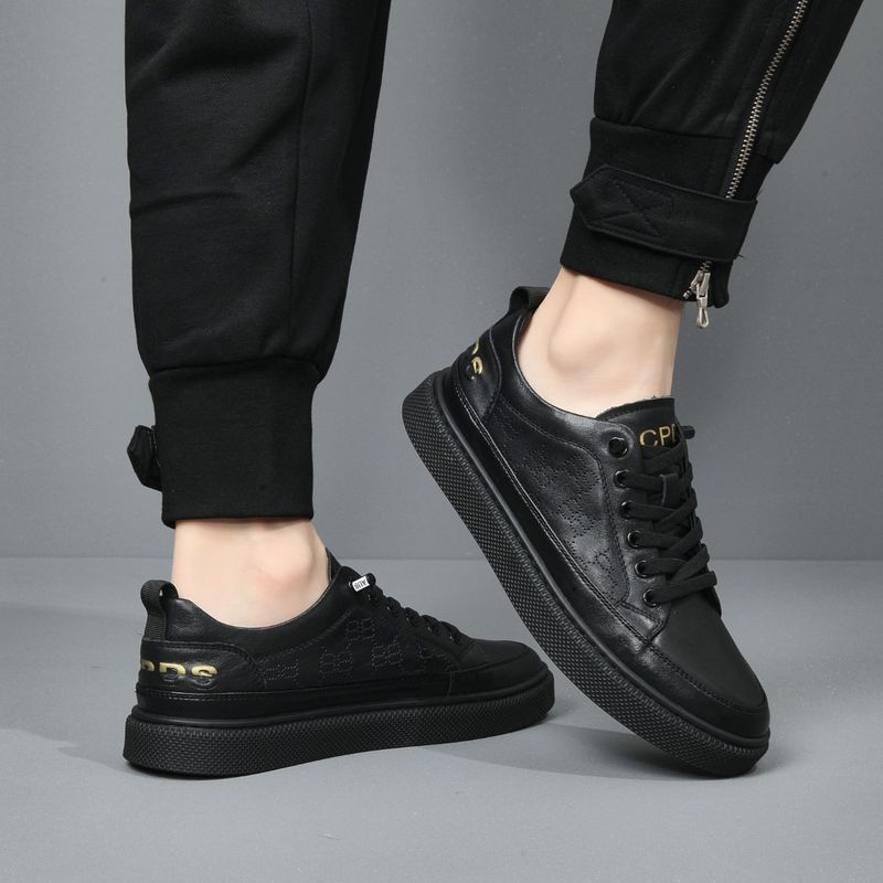 2024 New head layer cowhide men's small white bottom lightweight sports casual breathable plate shoes_voghion.com