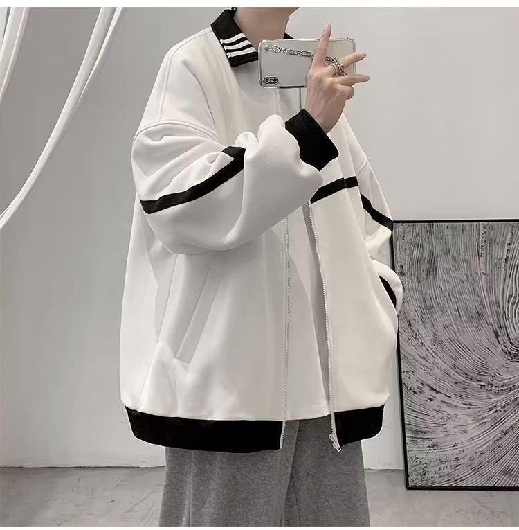 Korean Men's Baseball Jacket – High-End Loose Fit Casual Spring & Autumn Top – Trendy Streetwear Style_voghion.com