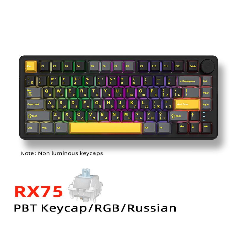 Zifriend RX75 Russian Mechanical Keyboard Wireless Bluetooth Three-mode Customized E-sports Game Side Engraved Keyboard_voghion.com