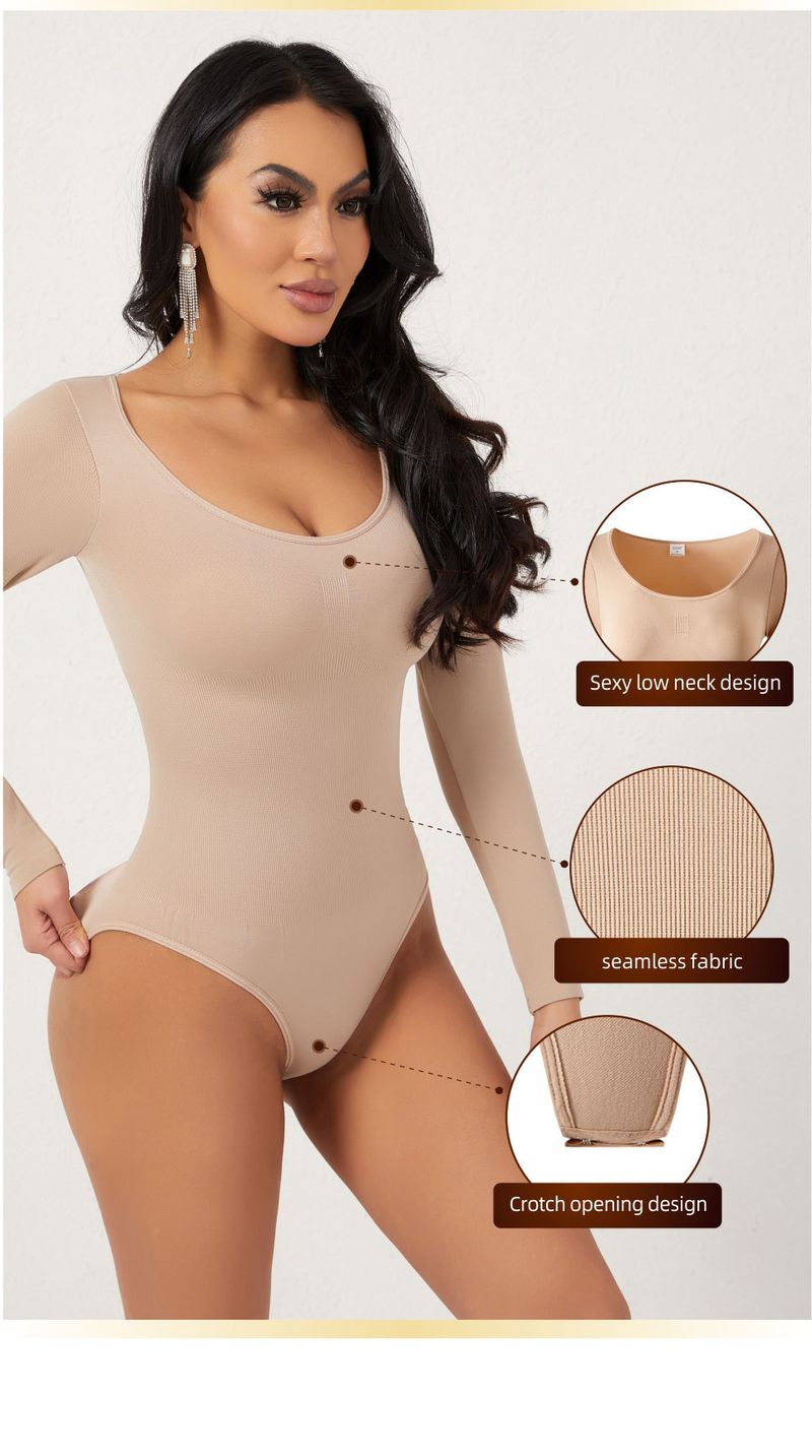 Nahtloser Shapewear-Bodysuit für Damen – Bauchkontrolle, Po-Lifting und Taillentrainer mit langen Ärmeln, schlankmachende Ganzkörperkompression_voghion.com