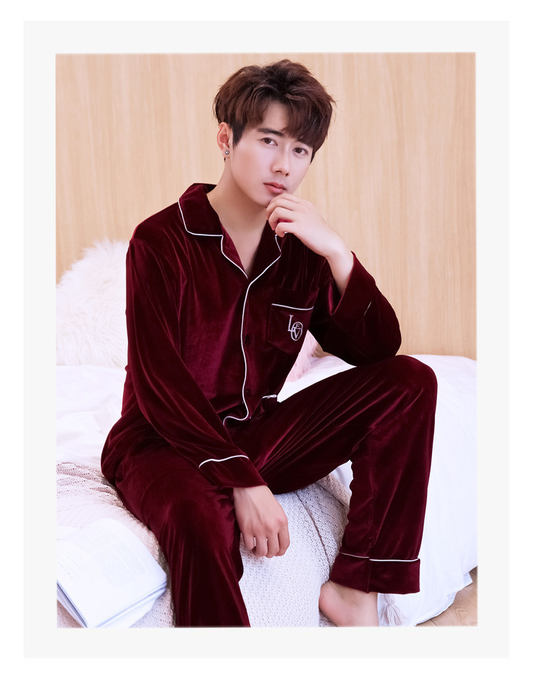 Men's Sleep Canary pajamas long sleeve cardigan thick loose men's loungewear can be worn_voghion.com