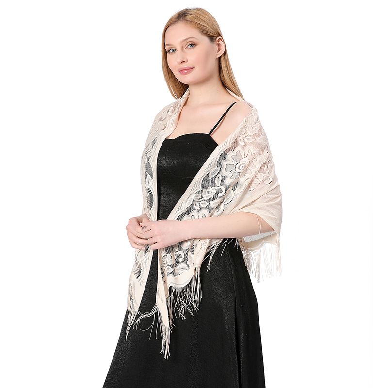VOOTHOST Nieuwe Borduurwerk Kant Sjaal Sjaal Bloemen Driehoekige Sluier Sjaal Voor Vrouwen Feest Sjaal Bruiloft Poncho Stola's Dames Hoofdband Wraps F0176_voghion.com