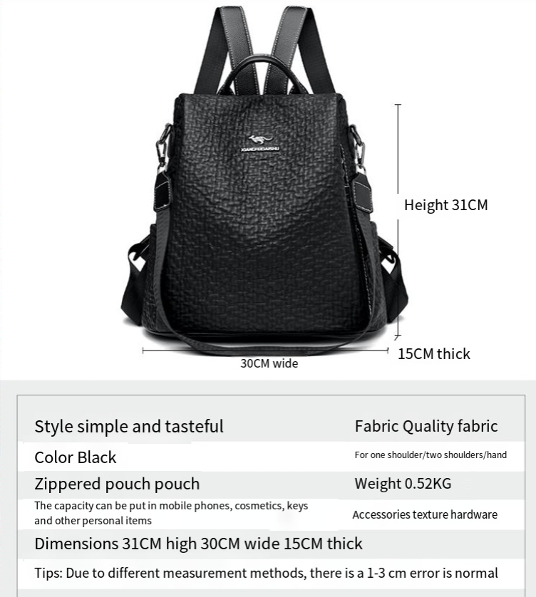 Women's Backpack Fashion Casual Middle-aged Large Capacity Soft Leather Backpack Travel Multi-functional Anti-theft Bag_voghion.com