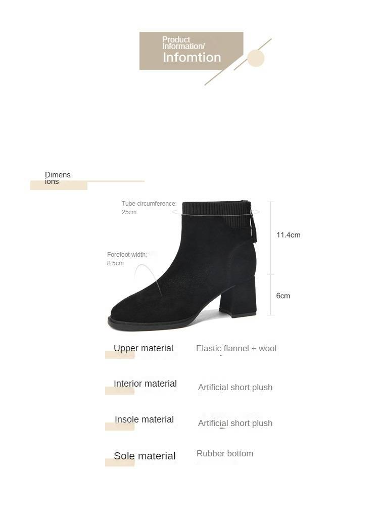 Cameido 2024 New High-heeled Boots, British-style Chunky-heeled Ankle Boots for Autumn and Winter, Fleece-lined Slim Boots for Autumn and Winter_voghion.com