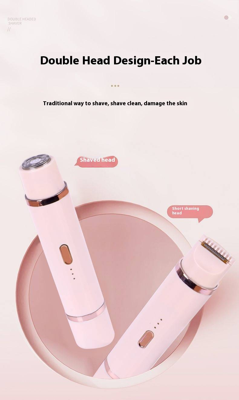 Damen Doppelkopf Elektrorasierer Lippenhaar Achselhaar Privathaarentferner Beinhaar Schamhaarschneider_voghion.com