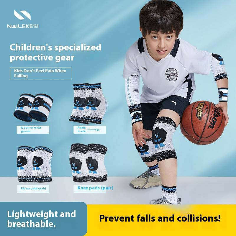 Schutzausrüstungsset für Kinder – Knie- und Ellbogenschützer, Handgelenk- und Knöchelschützer zum Radfahren, Laufen, Fußball, Basketball (mehrfarbige Optionen)_voghion.com