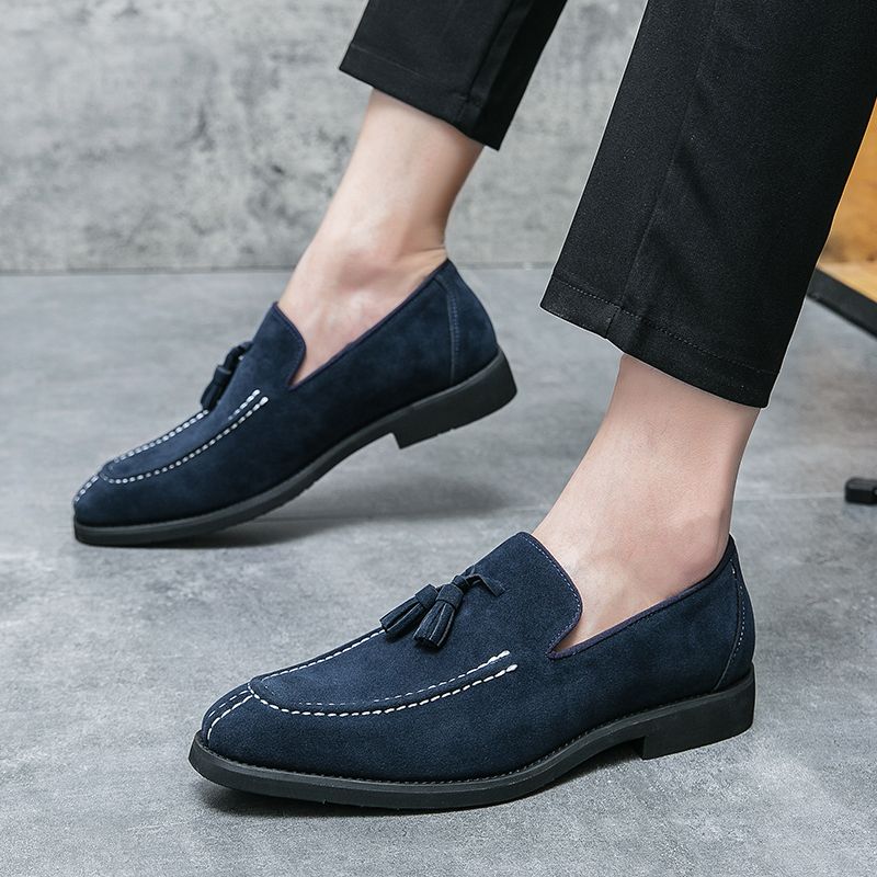 New Fashion Genuine Leather Tassel Business Casual Loafer Shoes For Men Black Business Formal Leather Shoes For Daily Office Casual Men's Shoes For Dr_voghion.com