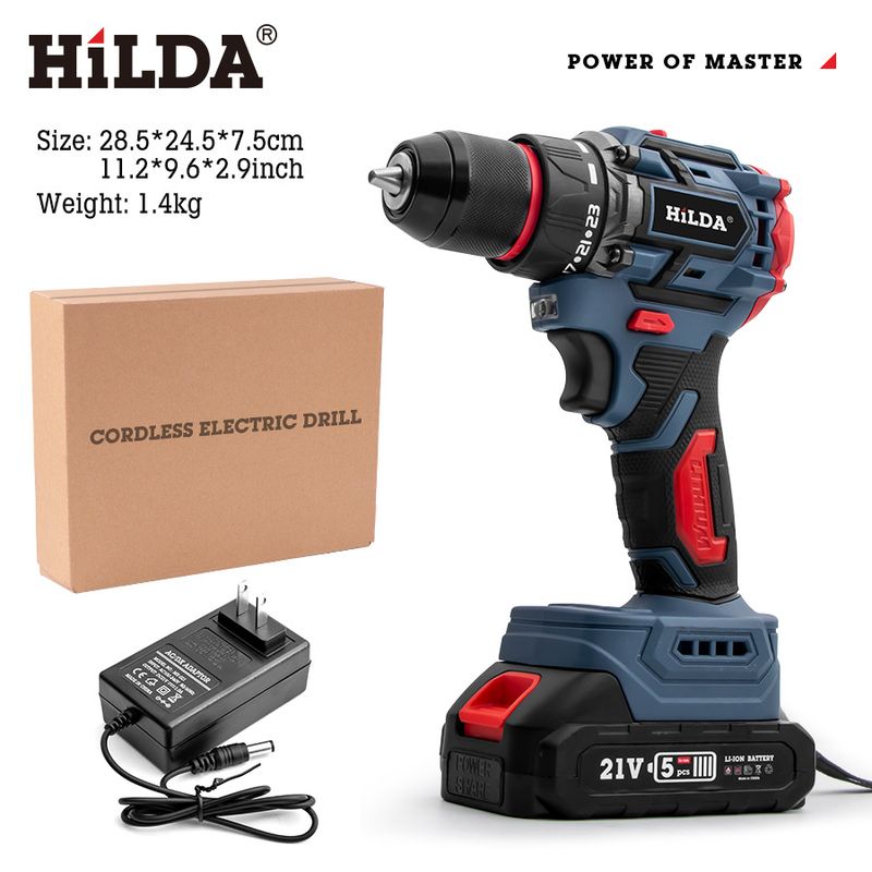 1V Brushless Cordless Drill Driver With Lithium Battery, 3000 RPM, 40Nm Torque, 10mm Chuck, 24-Piece Accessories Kit,_voghion.com