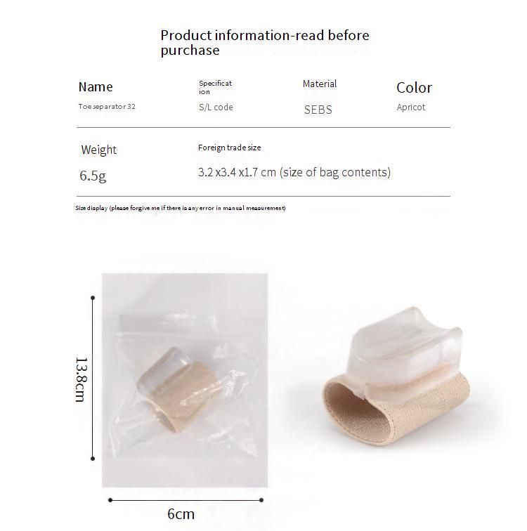 Separatore dita SEBS per alluce valgo e dita sovrapposte - Correttore morbido per alluce valgo, da indossare giorno e notte, color carne (taglia S/L, confezione da 1 pezzo)_voghion.com