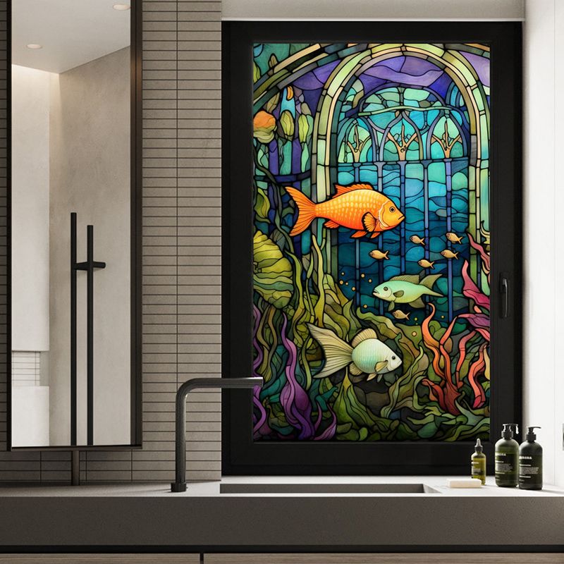 flower sea static glass sticker PVC glue free window sticker home decoration window flower glass sticker_voghion.com