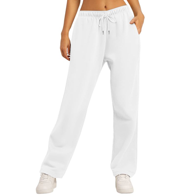 Unisex-Jogginghose mit Fleecefutter, bequeme Jogginghose mit entspannter Passform für Männer und Frauen, hohe Taille mit Kordelzug, weicher Strickstoff, einfarbige Freizeithose_voghion.com