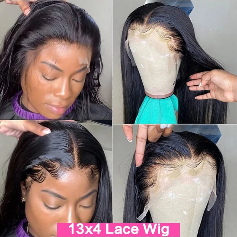 Hot selling 360 Transparent Frontal Pre Plucked Brazilian Remy Straight 13X4 Lace Front Human Wigs For Black Women Bling Hair_voghion.com