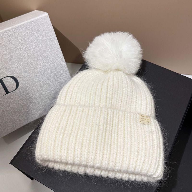 high Quality Fox Ball Rabbit Hair Knitted 2025 Winter New Warm With Yarn Women's Hat_voghion.com